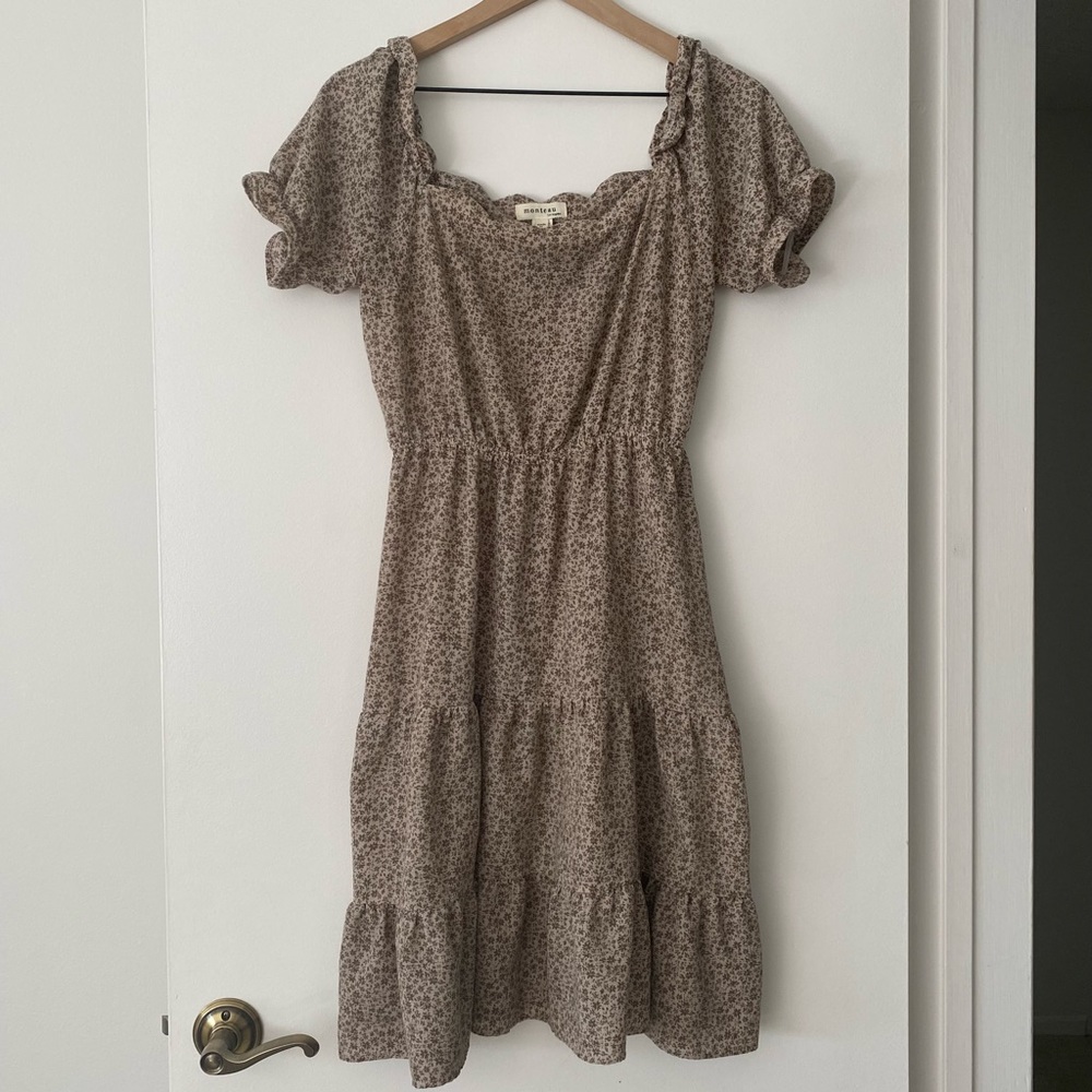 Monteau Los Angeles Brown and Cream Floral Dress